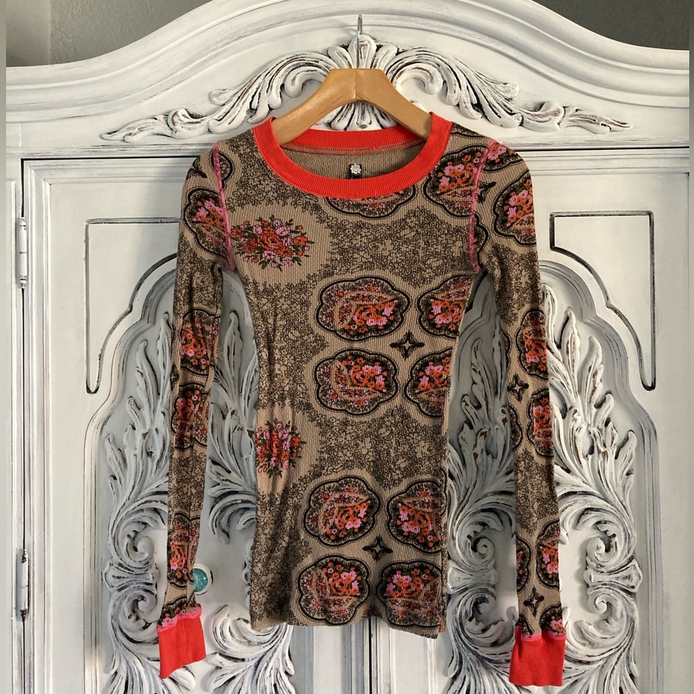 Free People Long Sleeve Patterned Shirt